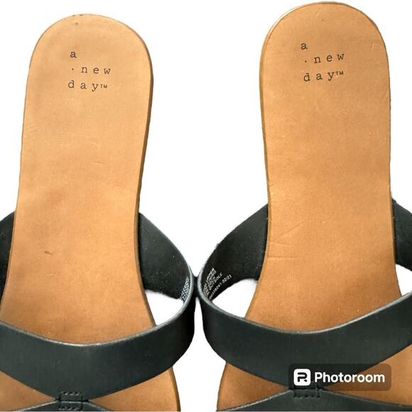 A New Day Catie Slide Sandals Open Toe Black Size 10 - Picture 3 of 6